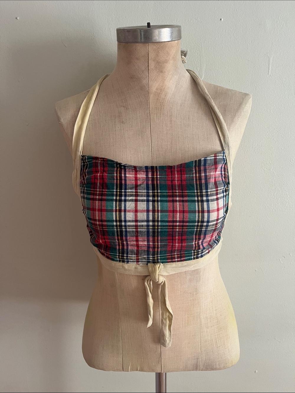 1970’s cropped plaid halter top